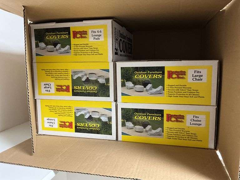 New outdoor furniture covers in boxes