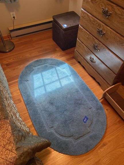 Two oval scatter rugs, Storage Stool (Second rug in office) 52x30