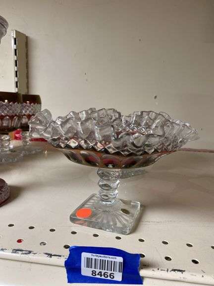 Two Westmoreland ruby stained glass pedestal dishes