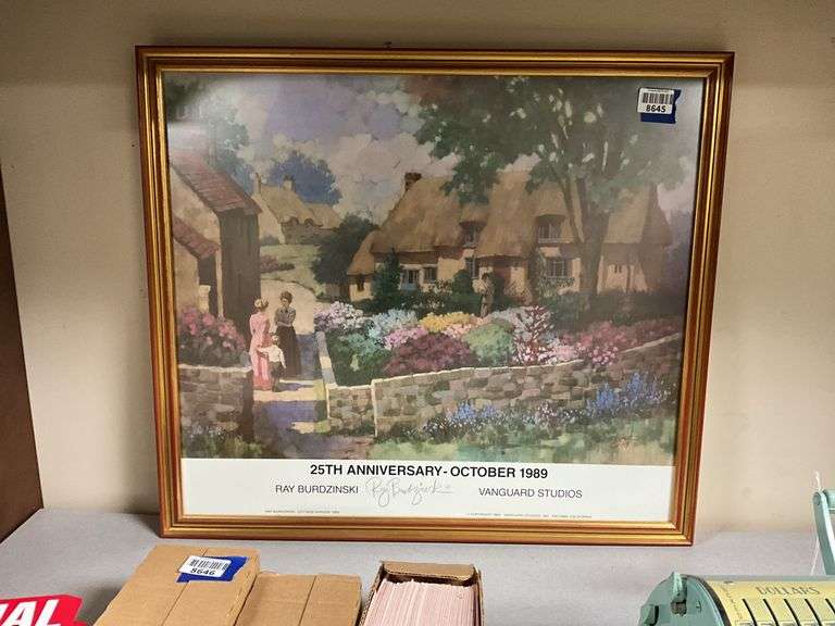 Ray Burdzininski 25th Anniversary Cottage Garden print, framed 23x26