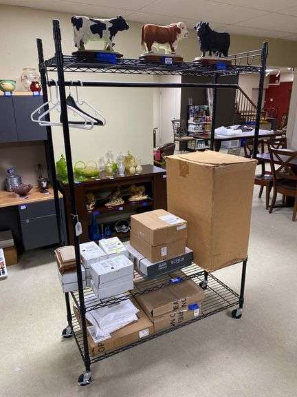 Rolling garment rack/shelf unit - no contents 48x18x75