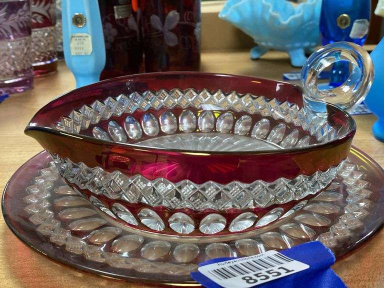 Westmoreland ruby stained glass nappy and plate