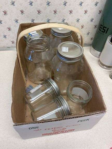 Misc lot - canning jars, mouse trap, ant killing system, fly catchers, hand tools & more