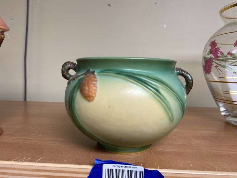 Roseville Pottery green Pinecone bowl