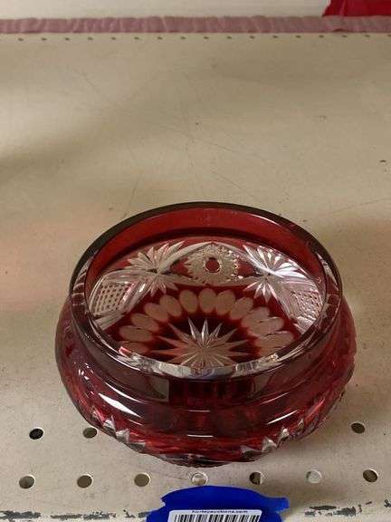 Ruby stained glass covered dish