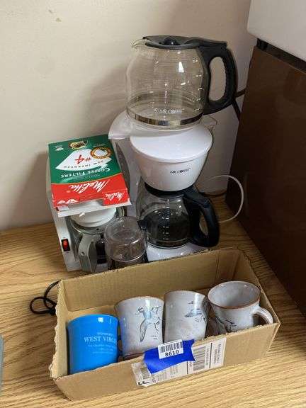 Mr. Coffee, coffee pots, filters, mugs, grinder