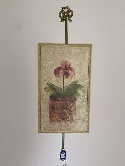 Floral print w/ brass hanger 13.5x40.5