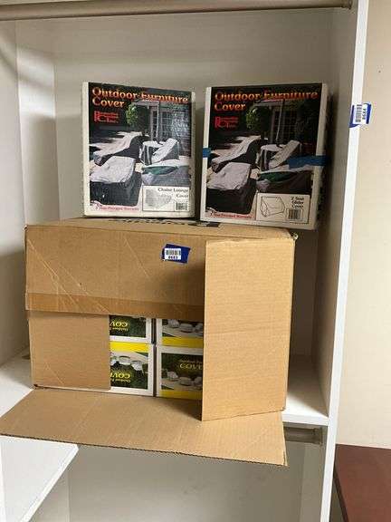 New outdoor furniture covers in boxes