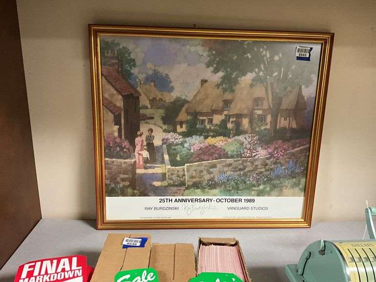 Ray Burdzininski 25th Anniversary Cottage Garden print, framed 23x26