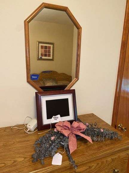 Framed mirror, picture frame, Decorative Eucalyptus swag