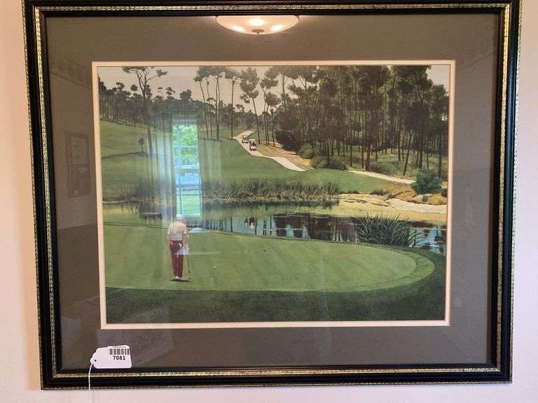 Framed golf scene print 32.5x26.5