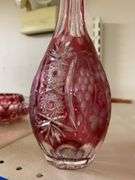 Ruby stained crystal decanter w/ stopper