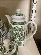 Ridgway Jacobean pattern green dinnerware