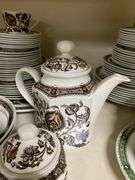 Ridgway Jacobean pattern brown dinnerware