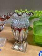 Westmoreland ruby stained glass pedestal dish and vase