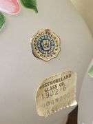 Two Westmoreland satin glass vases w/ handpainted dogwood decor