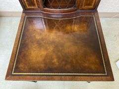Mahogany step back end stand w/ inset tooled leather top panels 21x29x27.5, by the piece, take 2
