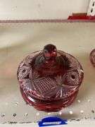 Ruby stained glass covered dish