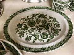 Ridgway Jacobean pattern green dinnerware