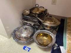 Plated chafing dishes and serving items