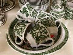 Ridgway Jacobean pattern green dinnerware