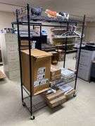 Rolling garment rack/shelf unit - no contents 48x18x75