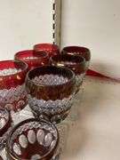 Westmoreland ruby stained glass six goblets and three wines