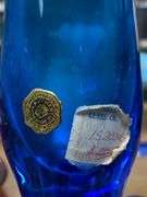 Westmoreland blue swung glass footed vase