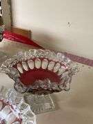 Two Westmoreland ruby stained glass pedestal dishes