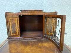 Mahogany step back end stand w/ inset tooled leather top panels 21x29x27.5, by the piece, take 2