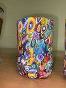 Three Murano glass millefiori art glass tumblers