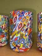 Three Murano glass millefiori art glass tumblers
