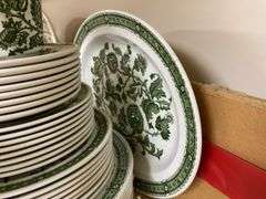 Ridgway Ironstone Jacobean pattern green dinnerware