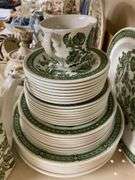 Ridgway Ironstone Jacobean pattern green dinnerware
