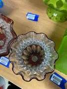 Westmoreland ruby stained glass pedestal dish and vase