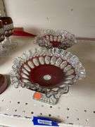 Two Westmoreland ruby stained glass pedestal dishes