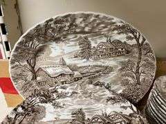 Ridgway Hayride pattern brown transfer dinnerware