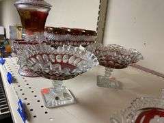 Two Westmoreland ruby stained glass pedestal dishes