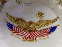 Westmoreland milk glass Bicentennial eagle decorated plate