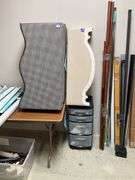 Three window cornices, and plastic drawer unit w/ contents