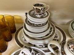 Ridgway Jacobean pattern brown dinnerware
