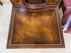 Mahogany step back end stand w/ inset tooled leather top panels 21x29x27.5, by the piece, take 2