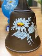 Westmoreland brown satin glass bell w/ handpainted decor
