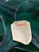 Imperial teal satin slag glass covered jar