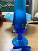 Westmoreland blue swung glass footed vase