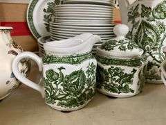 Ridgway Ironstone Jacobean pattern green dinnerware