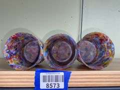 Three Murano glass millefiori art glass tumblers