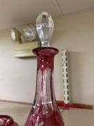Ruby stained crystal decanter w/ stopper