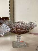 Two Westmoreland ruby stained glass pedestal dishes