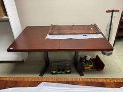 Twin pedestal extension dining table w/ leaf 66x30x40 with leaf 84x30x40